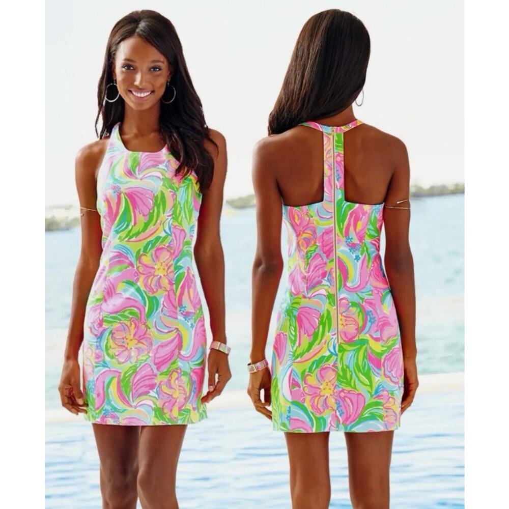 Lilly Pulitzer Grayes Shift Dress So A Peeling Print Size 6 Pink Floral
